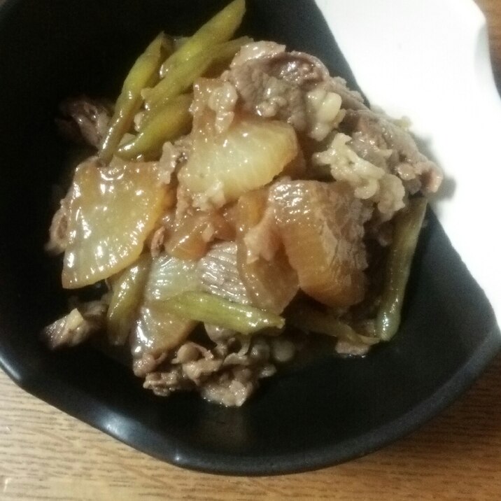 いんげんと大根と牛肉の甘辛煮